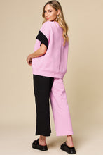 Load image into Gallery viewer, Texture Contrast Top and Wide Leg Pants Set (multiple color options)
