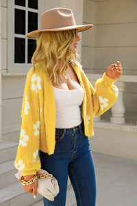 Floral Open Front Fuzzy Cardigan (multiple color options)