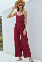 Load image into Gallery viewer, V-Neck Spaghetti Strap Wide Leg Jumpsuit (2 color options)
