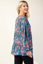 Load image into Gallery viewer, Tiered Floral V-Neck Long Sleeve Blouse
