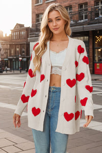 Heart Button Down Long Sleeve Cardigan (multiple color options)