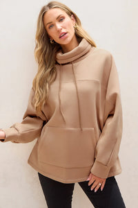 Drawstring Turtleneck Long Sleeve Sweatshirt (2 color options)