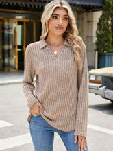 Load image into Gallery viewer, Ribbed Johnny Collar Long Sleeve Top (multiple color options)
