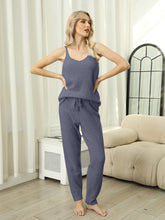 Load image into Gallery viewer, Fuzzy V-Neck Cami and Pants Lounge Set (multiple color options)
