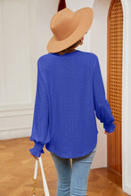 Load image into Gallery viewer, Notched Neck Flounce Sleeve Blouse (multiple color options)
