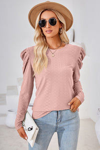 Round Neck Puff Sleeve Top (multiple color options)