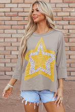 Load image into Gallery viewer, Star Applique Round Neck T-Shirt (2 color options)
