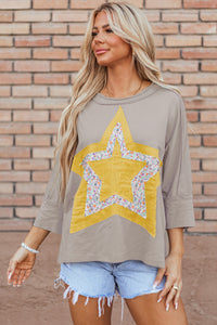 Star Applique Round Neck T-Shirt (2 color options)