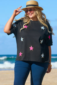 Star Round Neck Half Sleeve T-Shirt