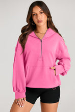 Load image into Gallery viewer, Pocketed Half Zip Long Sleeve Hoodie (multiple color options)
