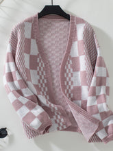 Load image into Gallery viewer, Checkered Open Front Dropped Shoulder Cardigan (2 color options)
