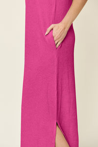 Texture Mock Neck Sleeveless Maxi Dress (multiple color options)