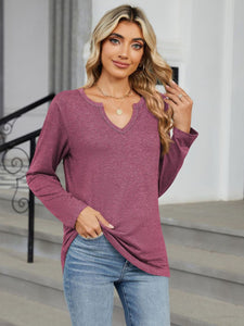 Notched Long Sleeve Top (multiple color options)