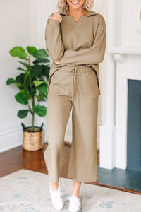 Textured Collared Neck Top and Wide Leg Pants Set (multiple color options)