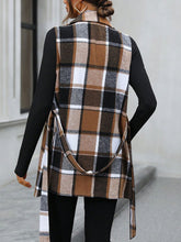 Load image into Gallery viewer, Tied Plaid Collared Neck Vest
