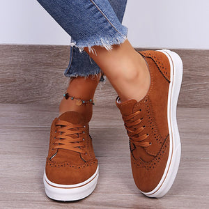 Lace-Up Suedette Flat Sneakers  (multiple color options)