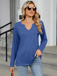 Notched Long Sleeve Top (multiple color options)