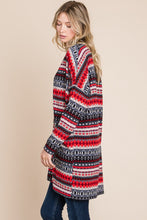 Load image into Gallery viewer, Geometric Open Front Long Sleeve Cardigan with Pockets
