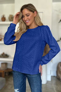 Textured Round Neck Long Sleeve Top (multiple color options)