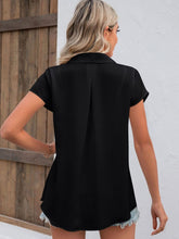 Load image into Gallery viewer, Button Up Collared Neck Short Sleeve Top (multiple color options)
