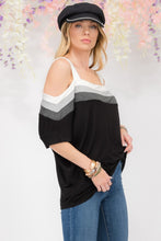 Load image into Gallery viewer, Striped Cold Shoulder Top
