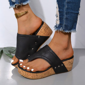 PU Leather Wedge Sandals  (multiple color options)