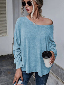 Double Tie Drop Shoulder Long Sleeve Top (multiple color options)