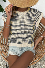 Load image into Gallery viewer, Striped Round Neck Cap Sleeve Sweater (multiple color options)
