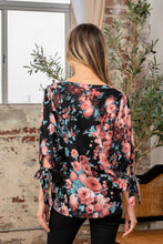 Load image into Gallery viewer, Floral V-Neck Top with Sleeve Knot
