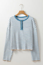 Load image into Gallery viewer, Striped Round Neck Dropped Shoulder Long Sleeve Top
