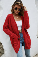 Load image into Gallery viewer, Open Front Openwork Fuzzy Cardigan with Pockets (multiple color options)
