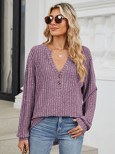 Load image into Gallery viewer, Ribbed Notched Long Sleeve Top (multiple color options)
