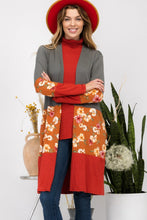 Load image into Gallery viewer, Floral Color Block Open Front Cardigan
