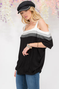 Striped Cold Shoulder Top