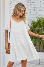 Load image into Gallery viewer, Mandy V-Neck Flounce Sleeve Tiered Dress (multiple color options)
