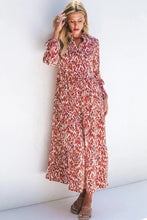 Load image into Gallery viewer, Printed Notched Long Sleeve Dress
