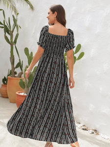 Slit Printed Short Sleeve Dress (multiple color options)