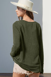 Notched Thumbhole Long Sleeve Top (multiple color options)