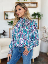 Load image into Gallery viewer, Printed Smocked Long Sleeve Blouse
