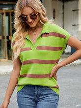 Load image into Gallery viewer, Striped Johnny Collar Cap Sleeve Sweater (multiple color options)
