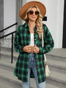 Plaid Collared Neck Long Sleeve Shirt (multiple color options)