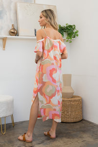 Printed Side Slit Midi Dress