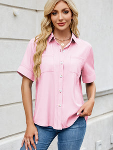 Collared Neck Short Sleeve Shirt (multiple color options)