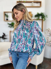 Load image into Gallery viewer, Printed Smocked Long Sleeve Blouse
