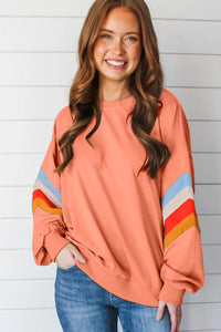 Contrast Round Neck Long Sleeve Sweatshirt (2 color options)