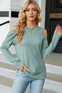 Round Neck Cold Shoulder T-Shirt (multiple color options)