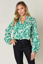 Load image into Gallery viewer, Printed Ruffle Trim Balloon Sleeve Shirt (multiple color options)
