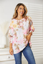 Load image into Gallery viewer, Floral Round Neck Three-Quarter Sleeve Top
