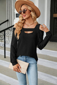 Cold Shoulder Square Neck Cutout Blouse (multiple color options)