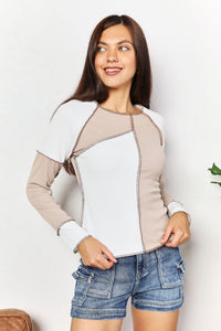 Can't Be Blocked In Color Block Exposed Seam Knit Top